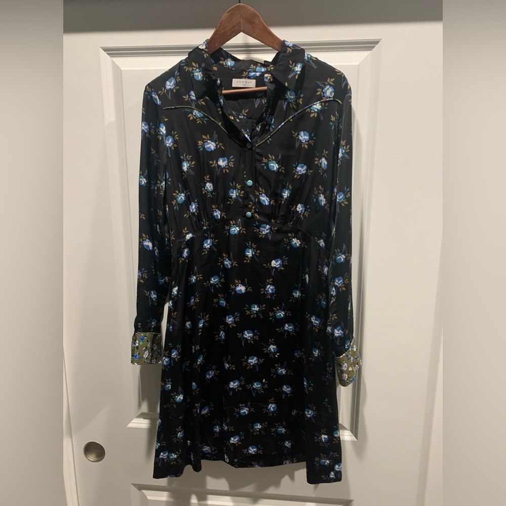 Sandro Paris floral western long sleeve dress